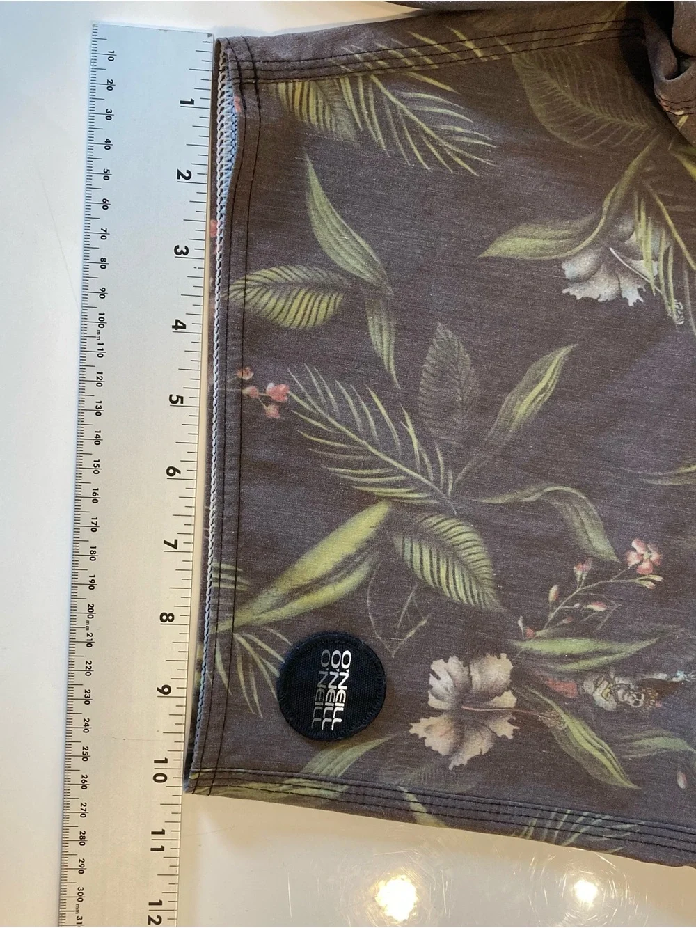 O’NEILL Swim Trunks Men 32 Brown Floral Tie-Up Lace Pockets Board Shorts
